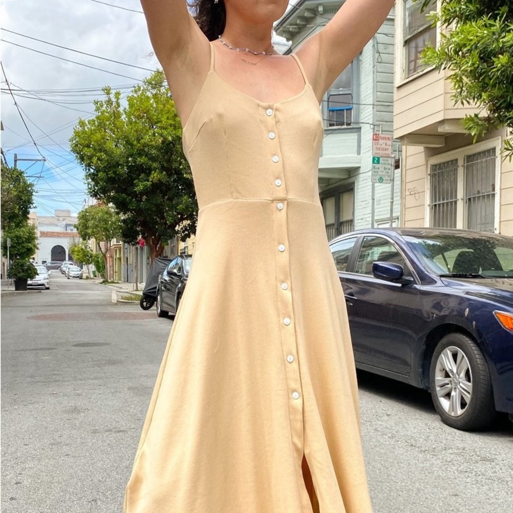 Lisa Says Gah! Cream Button-Down Dress